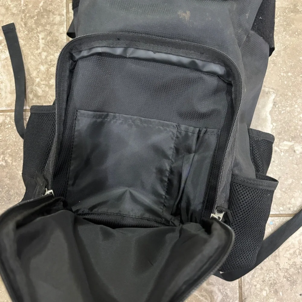 Rawlings Baseball Softball Equipment Backpack Black Dugout Bag with Fence Hooks